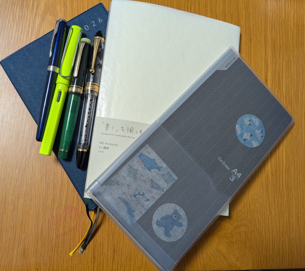 毎日使っている万年筆とノートの文具一式